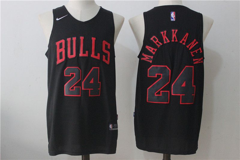 Men Chicago Bulls #24 Markkanen Black NBA Jerseys